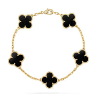 [Luxora]CLOVER  5 MOTIFS BLACK ONYX BRACELET