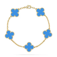 [Luxora]CLOVER 5 MOTIFS BLUE AGATE BRACELET