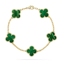 [Luxora]CLOVER 5 MOTIFS MALACHITE BRACELET