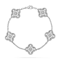 [Luxora]CLOVER 5 MOTIFS  DIAMOND BRACELET SILVER