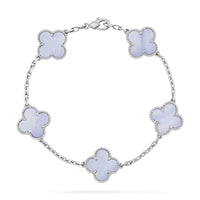 [Luxora]CLOVER  5 MOTIF PURPLE CHALCEDONY BRACELET SILVER