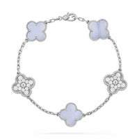 [Luxora]CLOVER  5 MOTIF DIAMOND PURPLE CHALCEDONY BRACELET SILVER
