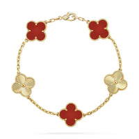 [Luxora]CLOVER  5 MOTIFS CARNELIAN GOLD BRACELET