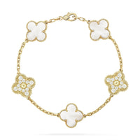 [Luxora]CLOVER BRACELET 5 MOTIF WHITE MOP DIAMOND