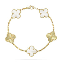 [Luxora]CLOVER BRACELET 5 MOTIF WHITE MOP PINK GOLD