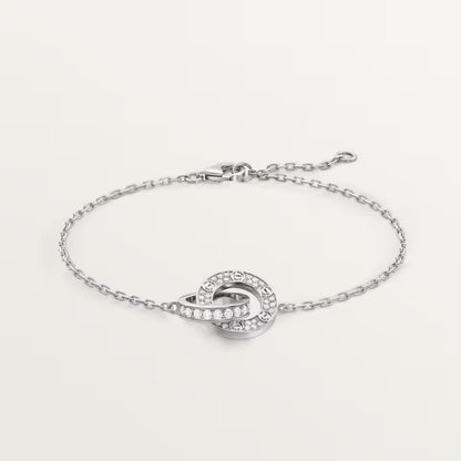 [Luxora]LOVE DOUBLE RING FULL DIAMOND BRACELET
