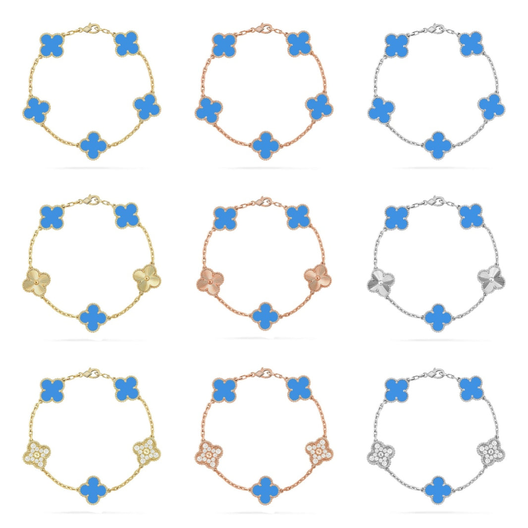 [Luxora] CLOVER 5 MOTIF BLUE AGATE BRACELET COLLECTION