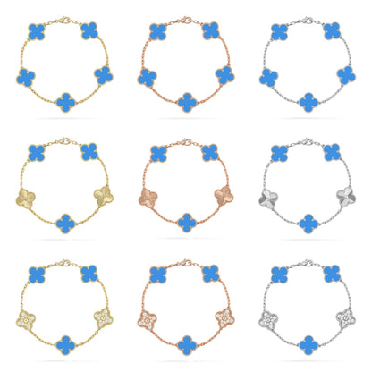 [Luxora] CLOVER 5 MOTIF BLUE AGATE BRACELET COLLECTION