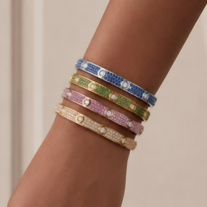 [OAK JURI]2026 PAVE GEMSTONE LOVE BRACELET 6.1MM 10 DIAMONDS