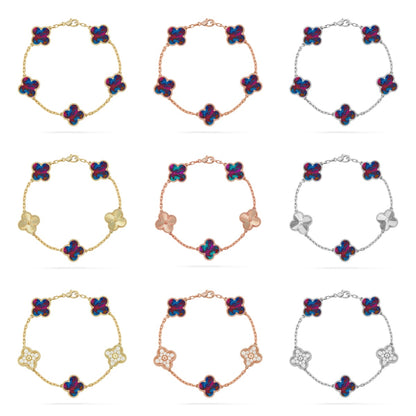 [Luxora]CLOVER 5 MOTIF COLOR GEMSTONES BRACELET COLLECTION