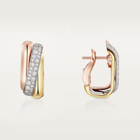 [Luxora]TRINITY HALF DIAMOND  CUSHION EARRINGS