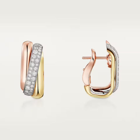 [Luxora]TRINITY HALF DIAMOND  CUSHION EARRINGS