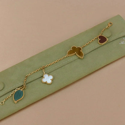 [Luxora]LUCKY SPRING 5 MOTIF GOLD BRACELET