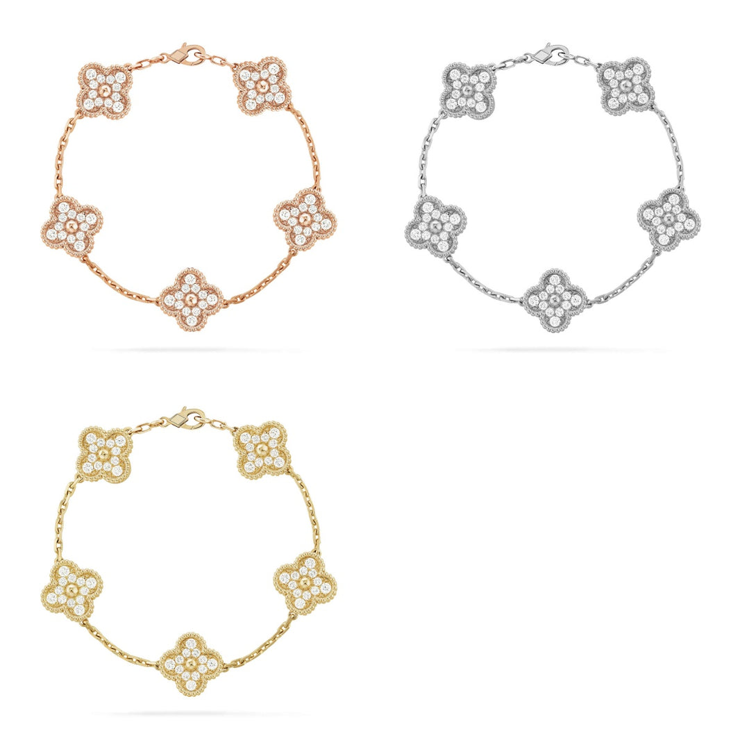 [Luxora] CLOVER 5 MOTIF FULL DIAMOND BRACELET COLLECTION