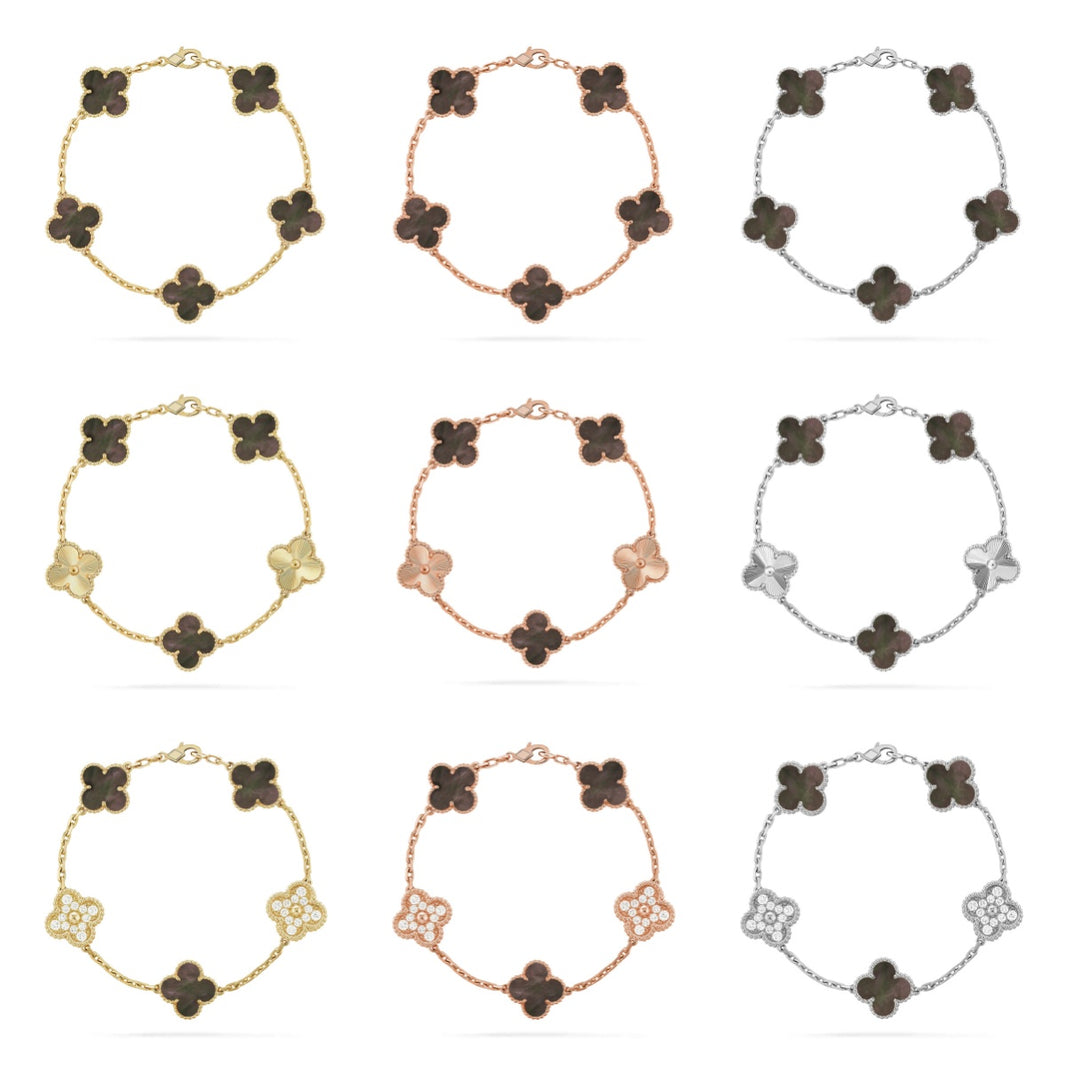 [Luxora] CLOVER 5 MOTIF GRAY MOP BRACELET COLLECTION