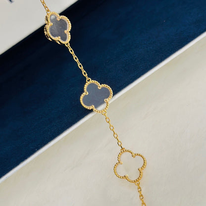 [Luxora]CLOVER 5 MOTIF ROCK CRYSTAL BRACELET