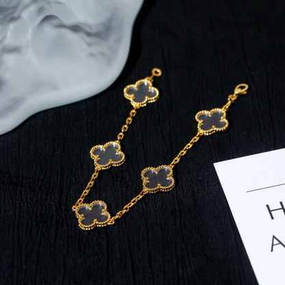 [Luxora]CLOVER 5 MOTIF ROCK CRYSTAL BRACELET
