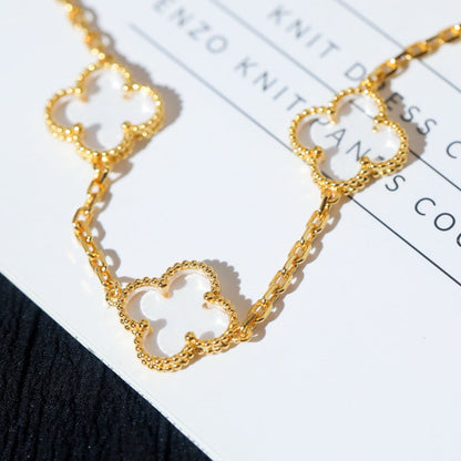 [Luxora]CLOVER 5 MOTIF ROCK CRYSTAL BRACELET
