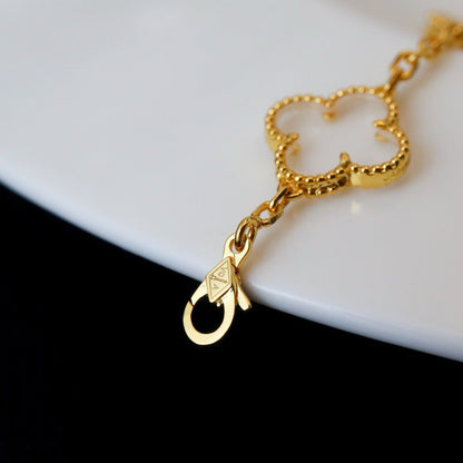 [Luxora]CLOVER 5 MOTIF ROCK CRYSTAL BRACELET