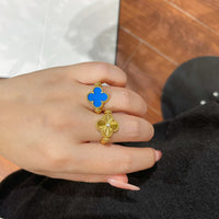 [Luxora]CLOVER RIVERSIBLE BLUE AGATE RING