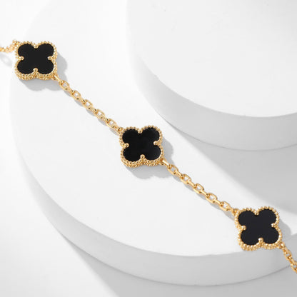 [Luxora]CLOVER 10 MOTIFS ONYX NECKLACE