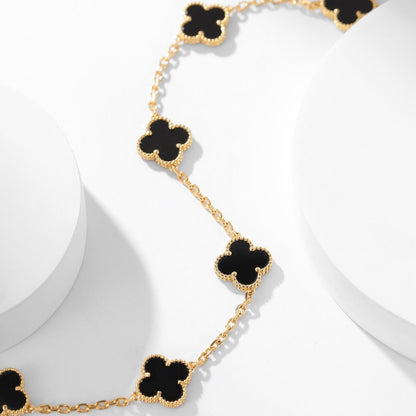 [Luxora]CLOVER 10 MOTIFS ONYX NECKLACE