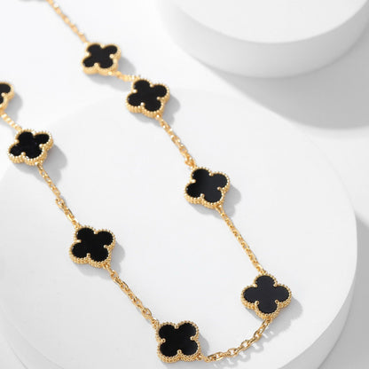 [Luxora]CLOVER 10 MOTIFS ONYX NECKLACE