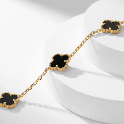 [Luxora]CLOVER 10 MOTIFS ONYX NECKLACE