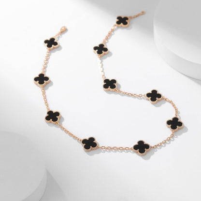 [Luxora]CLOVER 10 MOTIFS ONYX NECKLACE