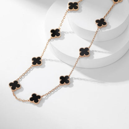 [Luxora]CLOVER 10 MOTIFS ONYX NECKLACE