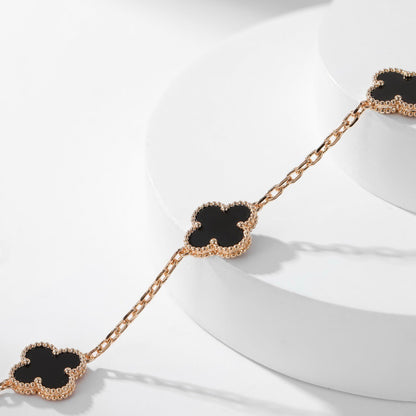[Luxora]CLOVER 10 MOTIFS ONYX NECKLACE