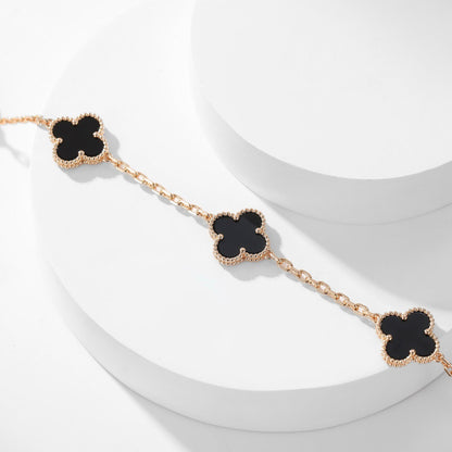 [Luxora]CLOVER 10 MOTIFS ONYX NECKLACE