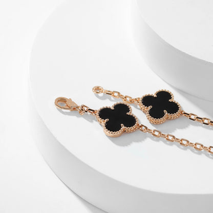 [Luxora]CLOVER 10 MOTIFS ONYX NECKLACE