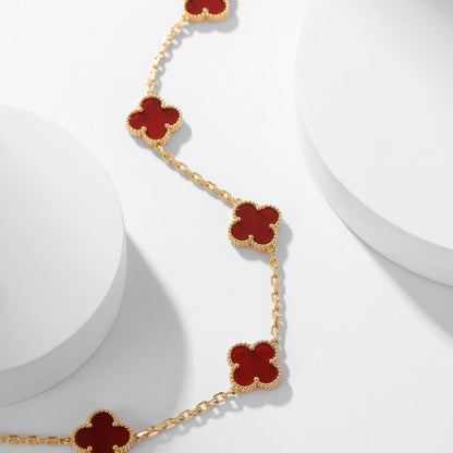 [Luxora]CLOVER 10 MOTIFS CARNELIAN NECKLACE