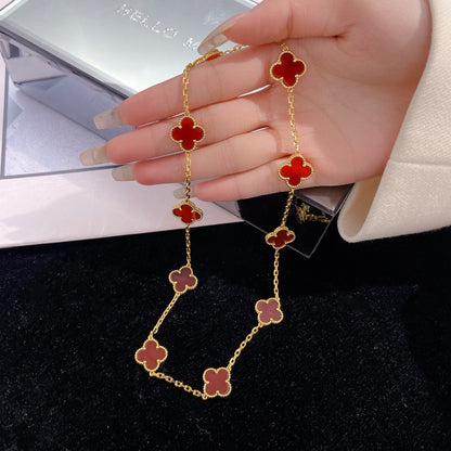[Luxora]CLOVER 10 MOTIFS CARNELIAN NECKLACE