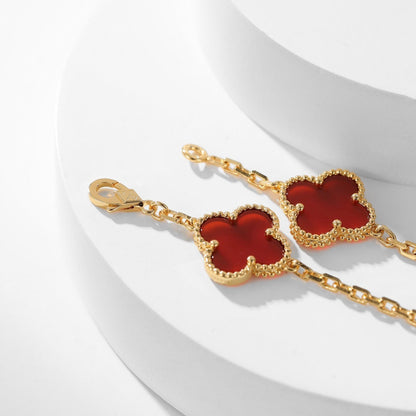 [Luxora]CLOVER 10 MOTIFS CARNELIAN NECKLACE