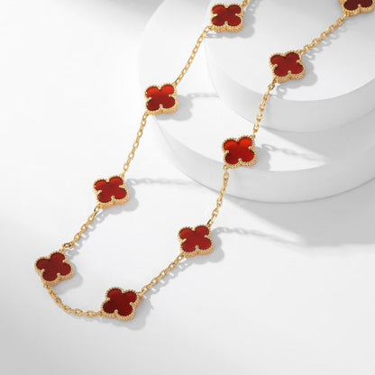 [Luxora]CLOVER 10 MOTIFS CARNELIAN NECKLACE