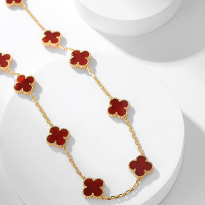 [Luxora]CLOVER 10 MOTIFS CARNELIAN NECKLACE