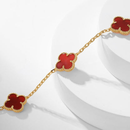 [Luxora]CLOVER 10 MOTIFS CARNELIAN NECKLACE