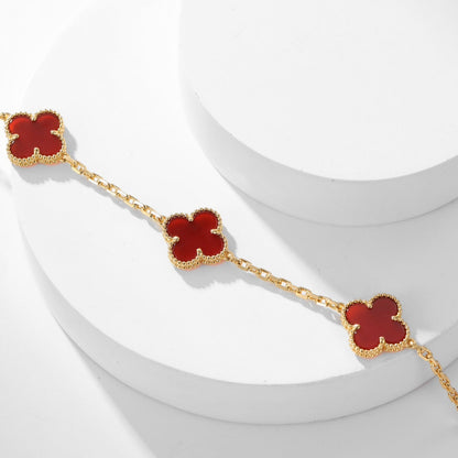 [Luxora]CLOVER 10 MOTIFS CARNELIAN NECKLACE