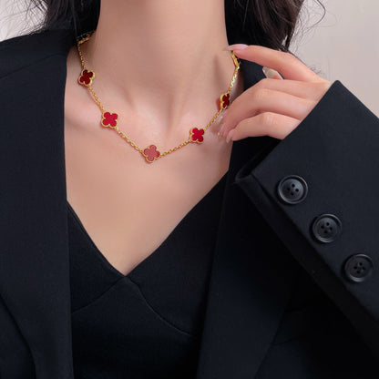 [Luxora]CLOVER 10 MOTIFS CARNELIAN NECKLACE