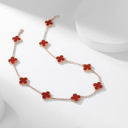 [Luxora]CLOVER 10 MOTIFS CARNELIAN NECKLACE