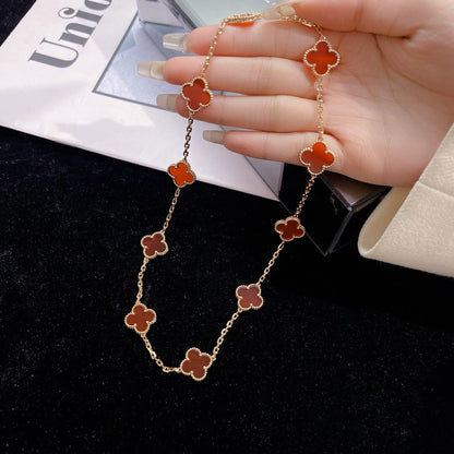 [Luxora]CLOVER 10 MOTIFS CARNELIAN NECKLACE