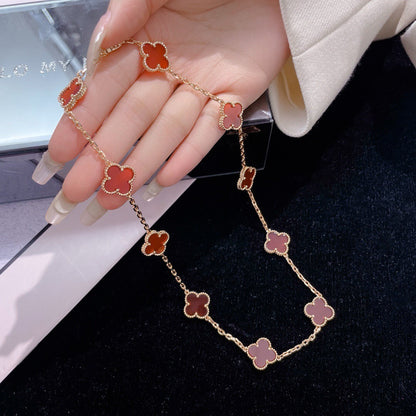 [Luxora]CLOVER 10 MOTIFS CARNELIAN NECKLACE