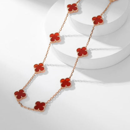 [Luxora]CLOVER 10 MOTIFS CARNELIAN NECKLACE