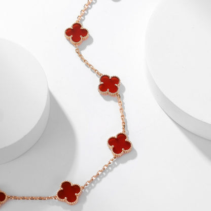 [Luxora]CLOVER 10 MOTIFS CARNELIAN NECKLACE
