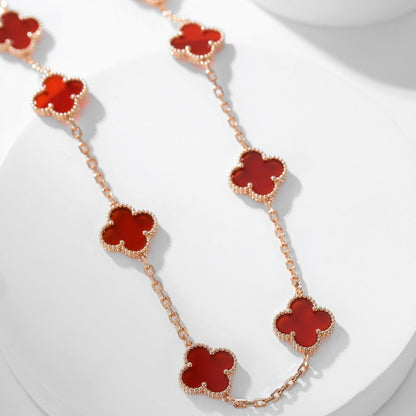 [Luxora]CLOVER 10 MOTIFS CARNELIAN NECKLACE