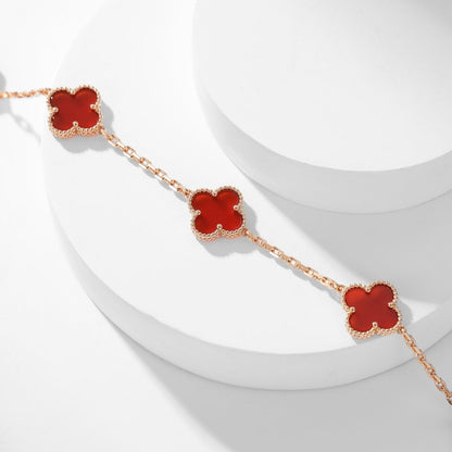 [Luxora]CLOVER 10 MOTIFS CARNELIAN NECKLACE