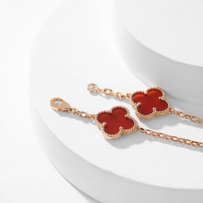 [Luxora]CLOVER 10 MOTIFS CARNELIAN NECKLACE