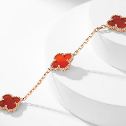 [Luxora]CLOVER 10 MOTIFS CARNELIAN NECKLACE